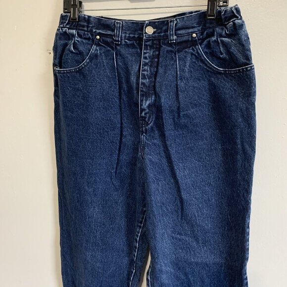 Geoffrey Hunter Women’s Sz 16W High Waist Pleated Jeans Blue Tapered Vintage 80s - Picture 5 of 12